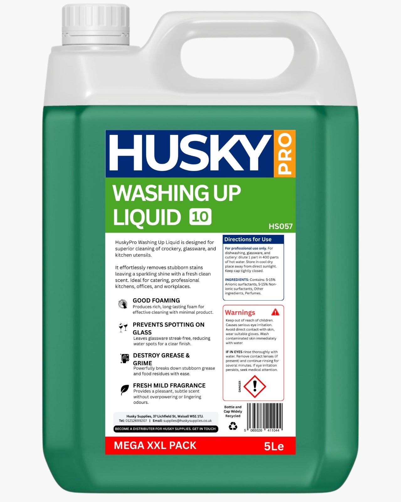 HuskyPro Dish Washing Up Liquid 10 (HS056) 5 Liters